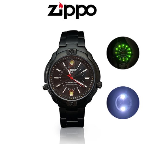 ZIPPO메탈 블랙 손목 시계 LED GTX-2 패션 시계 정아유통